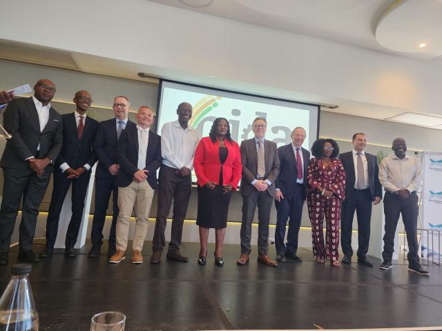 WINDHOEK, 24 FEBRUARY 2026 - Government leaders, investors and industry stakeholders pose for a photo during the launch plan to establish Namibia’s first salmon industry. (Photo by: Molly Weyulu) NAMPA