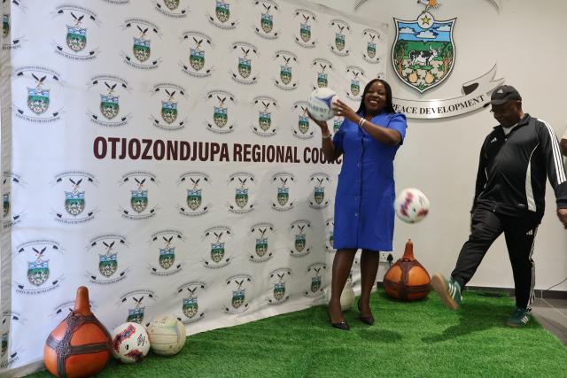 OTJIWARONGO, 24 February 2024 - At the official launch of the 2026 Otjozondjupa Governor's Cup at Otjiwarongo on Tuesday morning are the Otavi Mayor, Laina Kondila (L) and Otjozondjupa Governor John //Khamuseb. (Photo by: Mulisa Simiyasa) NAMPA