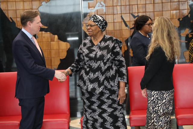 WINDHOEK, 26 February 2026 - President Netumbo Nandi-Ndaitwah and De Beers CEO Al Cook at State House (Photo: Contributed)
