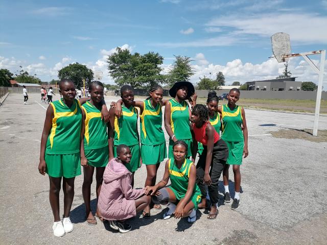 GROOTFONTEIN, 28 February 2026 - The Tsumkwe under-20 netball constituency team poses at the Otjozondjupa Governor's 2026 tournament in Grootfontein Saturday morning. (Photo by: Mulisa Simiyasa) NAMPA 