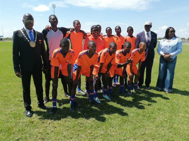 GROOTFONTEIN, 28 February 2026 - The Okakarara under-20 football constituency team poses at the Otjozondjupa Governor's 2026 tournament in Grootfontein Saturday morning. (Photo by: Mulisa Simiyasa) NAMPA 