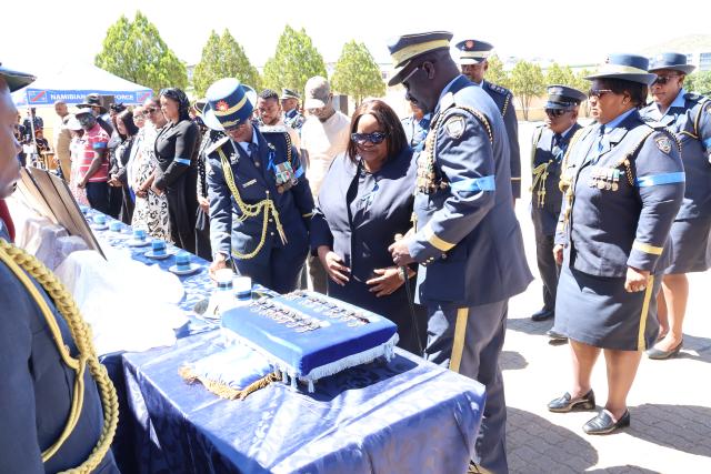 WINDHOEK,  07 March 2026 - Minister of Home Affairs, Immigration, Safety and Security Lucia Iipumbu with Police Inspector General Joseph Shikongo during the INTERPOL Blue Day (Photo: Andreas Thomas) NAMPA