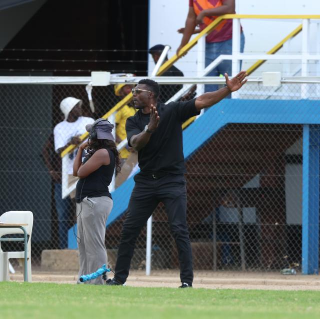 WINDHOEK, 14 March 2026 - FC Ongos head coach Ronny Kanalelo giving instructions during a match against Eeshoke Chula Chula's at the UNAM Stadium during round 25 of the Namibia Premier Football League. The match ended in a goalless draw. (Photo by: Hesron Kapanga) NAMPA
