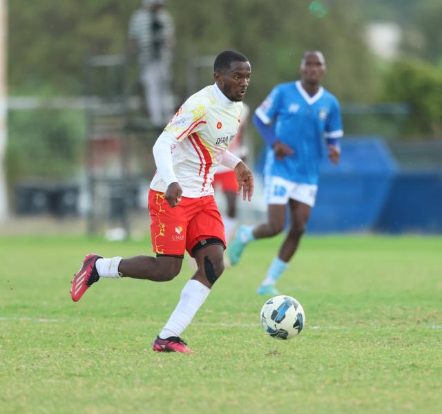 WINDHOEK, 14 March 2026 - UNAM FC midfielder, Paulus Amutenya while in action against KK Palace at the UNAM Stadium during round 25 of the Namibia Premier Football League. The match ended 2-1 in favour of UNAM. (Photo by: Hesron Kapanga) NAMPA