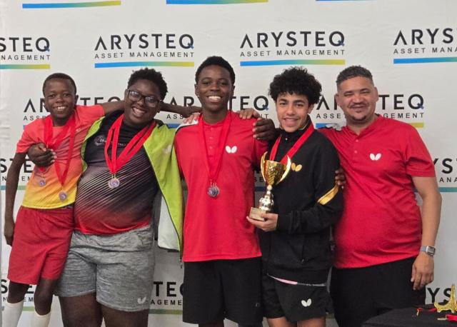 WINDHOEK, 14 March 2026 - The 2026 Arysteq Simonis Storm Schools Table Tennis Series winners is the different age categories posing for a photo during the award ceremony at the Wanderers Sports Hall in Pioneerspark a record-breaking 80 players competing in the opening tournament of the year, which attracted 53 boys and 27 girls across five age divisions, Under-11, U13, U15, U17, and U19. (Photo: contributed) NAMPA