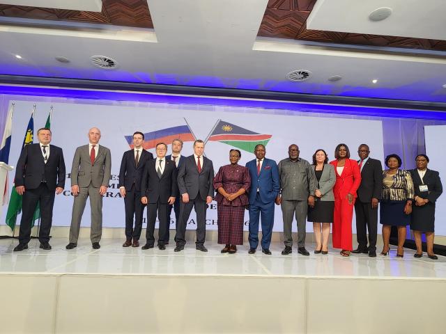 WINDHOEK, 16 MARCH 2026 - Government officials from Namibia and Russia pose for a photo at the 11th session of the Intergovernmental Commission on Trade and Economic Cooperation in Windhoek. (Photo by: Molly Weyulu) NAMPA 