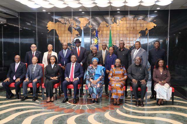 WINDHOEK, 20 March 2026 - President of the Republic of Namibia, Netumbo Nandi-Ndaitwah and delegates with the president of Botswana Duma Boko and delegates at the Working Visit to state House. (Ali Negumbo) NAMPA