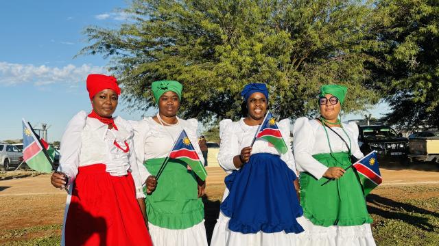 KARIBIB, 21 March 2026 - Karibib residents dressed in the Damara traditional attire at the Erongo Region’s 36th Independence Day commemorations at the town. (Photo by: Isabel Bento) NAMPA