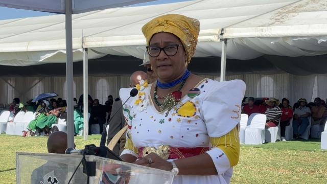 KARIBIB, 21 March 2026 - Erongo Governor Natalia |Goagoses addressing residents of the region who attended the region’s Independence Day celebrations at Karibib. (Photo by: Isabel Bento) NAMPA