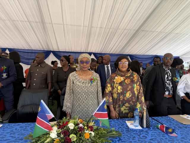 NKURENKURU, 21 March 2026- The Kavango West Governor Verna Sinimbo together with National Assembly speaker Saara Kuugongelwa-Amadhila at the Nkurenkuru Sports Stadium in the Kavango West Region, as the region join to  commemorate 36 years of Namibian independence.

(Photo:Lylie Joel)
NAMPA
