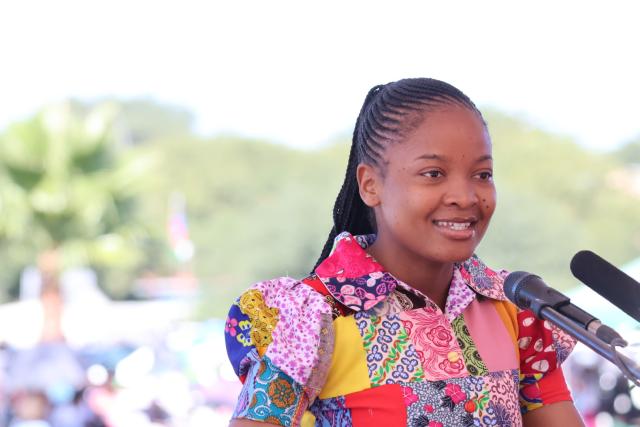 WINDHOEK, 21 March 2026 - Swapo Member of Parliament, Fenny Tutjavi, speaks at the independence celebrations at the Sam Nujoma Stadium in Windhoek. (Photo by: Uakutura Kambaekua) NAMPA