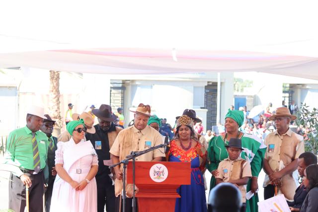 WINDHOEK, 21 March 2026 - Members of the /Khomanin traditional authority at the 36th Indipendence Celebration at the Sam Nujoma Stadium on Saturday. (Photo by:Ali Negumbo)NAMPA