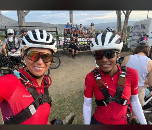 WINDHOEK, 22 March 2026 - Namibian cyclist Jacky Shipena (right) and her teammate Jana von Backstrom pictured ahead of one of their stages in the Cape Epic. (Photo: Contributed)