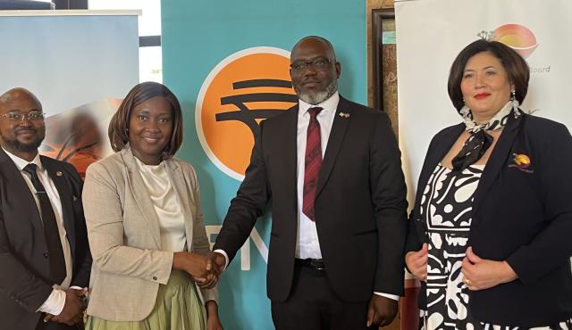 WINDHOEK, 23 March 2026 - The Namibia Tourism Board team and First National Bank of Namibia (FNB) team at the MoU signing between the two organisations aimed at strengthening tourism entrepreneurship in Windhoek. (Photo by: Justina Shuumbwa) NAMPA