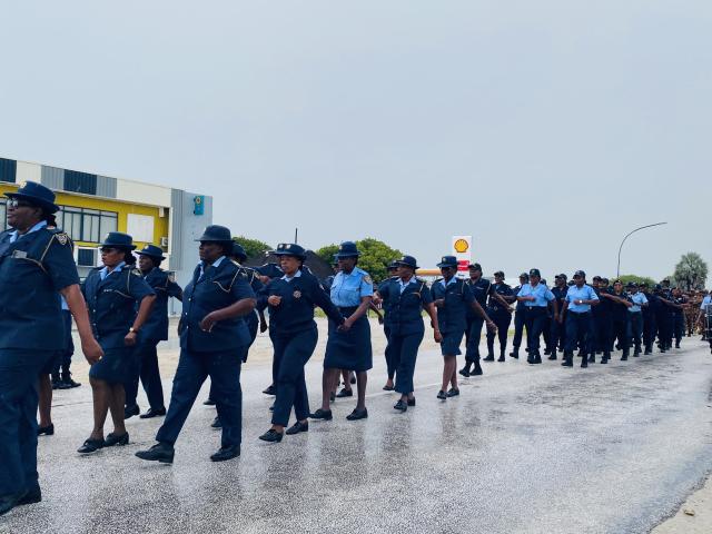 OMUTHIYA, 24 March 2026- Women in uniform performing a street drill during the commemoration of Nampol women network in Oshikoto region.

(Photo: Max Henrich) NAMPA