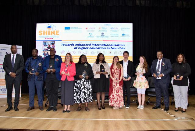 WINDHOEK, 25 March 2026 - Key partners in education at the launch of the Sustainable Strategies in Higher Education Internationalisation Towards Excellence in Namibia (SHINE) project. (Photo: Contributed) 