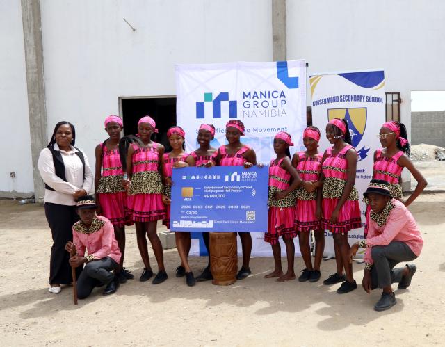 WINDHOEK, 31 MARCH 2026 - Learners from Kuisebmond Secondary School in Walvis received a donation from Manica Group for their school hall. (Photo: Contributed) NAMPA