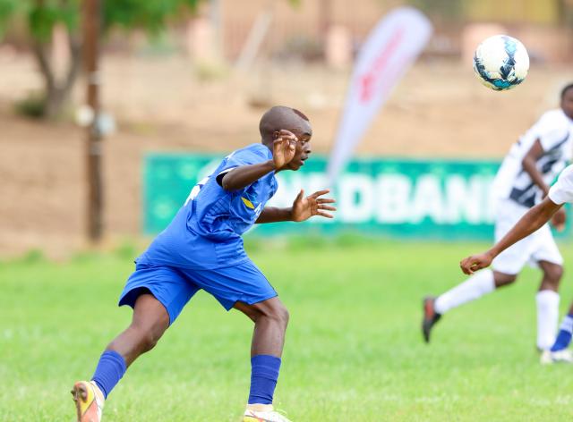 KEETMANSHOOP, 03 April 2026 - An Ohangwena player while in action during their encounter with Oshikoto during their opening match of the 24th edition of the Nedbank Newspaper Cup in Keetmanshoop. The match ended 4-1 in favour of Oshikoto. (Photo by: Hesron Kapanga) NAMPA