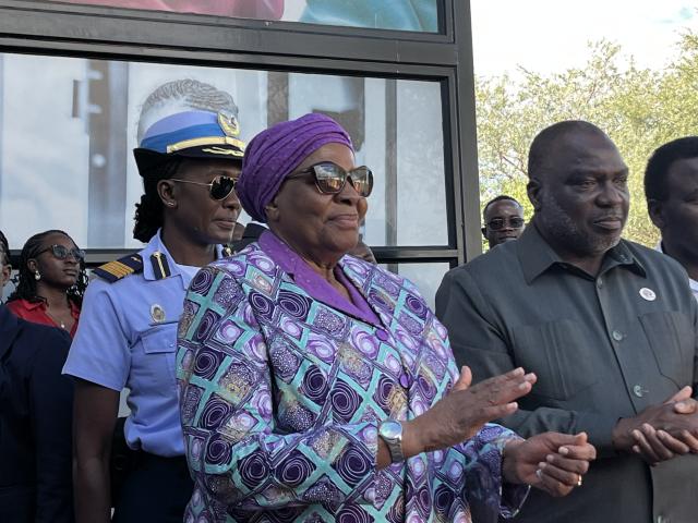 WINDHOEK, 15 April 2026 - President Netumbo Nandi-Ndaitwah alongside  David Namalenga, Managing Director of Dinapama Manufacturing. (Photo by: Justina Shuumbwa) NAMPA