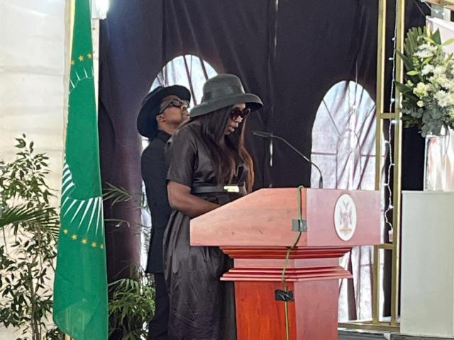WINDHOEK, 15 April 2026 - Jennifer Uerikua, paying tribute to her late brother, the former governor of the Otjozondjupa region and member of parliament (MP) James Uerikua at Parliament Gardens. (Photo by: Justina Shuumbwa) NAMPA
