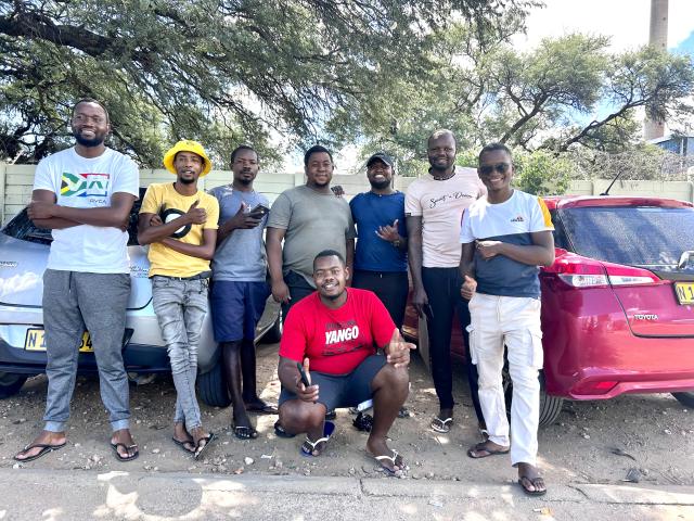 Windhoek, 16 April- Yango drivers pictured at NaTis. (Photo by Eba Kandovazu). NAMPA