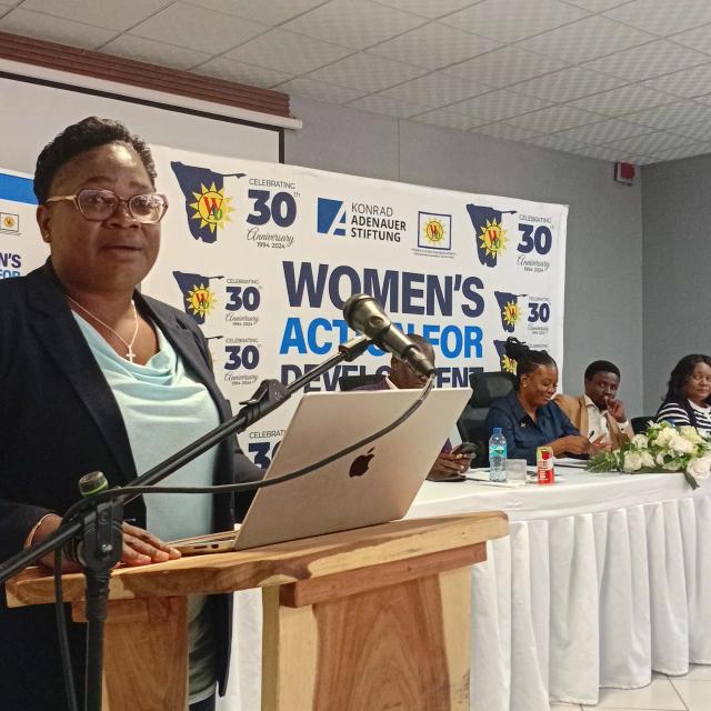 OPUWO, 18 April 2026- Kunene Regional Director of Education, Sofia Fredericks, during the School Readiness Initiative (SRI) graduation ceremony in Opuwo. ( Photo: Kaviveterue Virere) NAMPA 