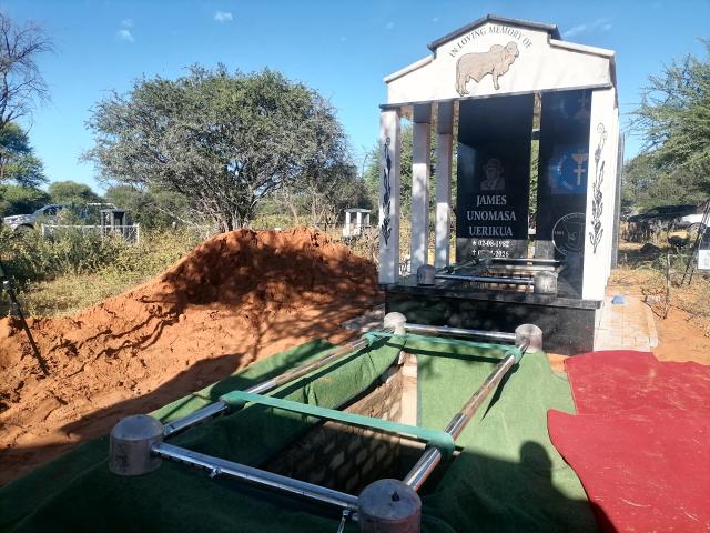 GAM, 19 April 2026 - Gravesites of the Uerikua family at Otjiserandu village at Gam where late former Otjozondjupa Governor and Member of Parliament James Uerikua and his son, Venturo were laid to rest on Sunday. (Photo by: Mulisa Simiyasa) NAMPA 
