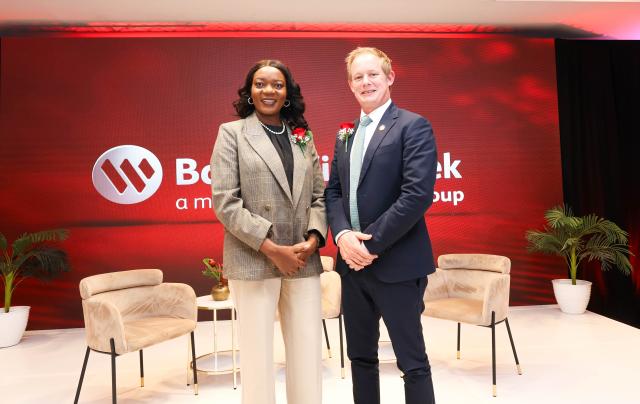 WINDHOEK, 20 April 2026 - Ministry of Information and Communication Technology, Executive Director Linda Aipinge-Nakale and Bank Windhoek Managing Director James Chapman. (Photo contributed) NAMPA 