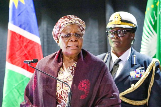 WALVIS BAY, 22 April 2026 - President Netumbo Nandi-Ndaitwah addressing the fishing industry at Walvis Bay, during her three-day work visit during which she aims to engage industry and visit companies and operations first hand. (Photo contributed)