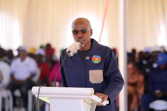 OPUWO, 02 May 2026- Fillemon Wise Immanuel, Minister of Justice and Labour Relations during the International Workers Day celebrations in Opuwo. (Photo: Contributed) NAMPA 