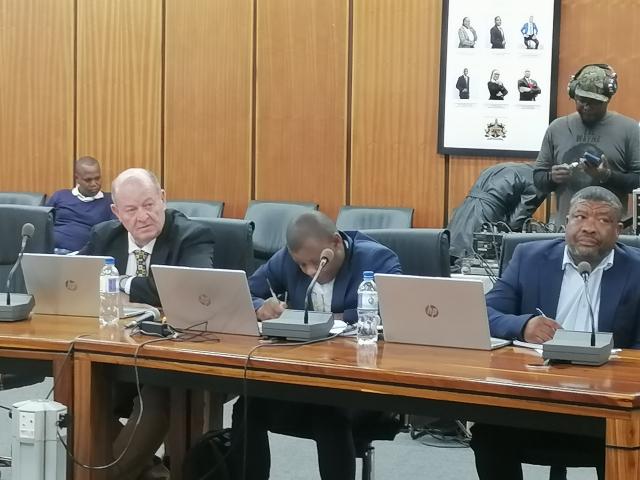 OTJIWARONGO, 07 May 2026 - Otjiwarongo local authority councillors - Gerd Sohrada, Sebetius Guiteb and Ernest Afrikaner at the tabling of budget for the 2026/2027 financial year of the municipality on Thursday afternoon at the council chambers. (Photo by: Mulisa Simiyasa) NAMPA 