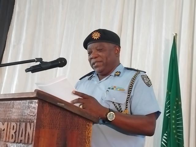 KATIMA MULILO, 08 May 2026 - Deputy Inspector General for Operations within the Namibian Police Force (NamPol), Major General Elias Mutota has urged the new Zambezi Regional Commander, Commissioner Julia Iuze Sakuwa-Neo to continue building on the success of her predecessors and remain vigilant in addressing crimes.

Photo: Michael Mutonga Liswaniso 
(NAMPA)