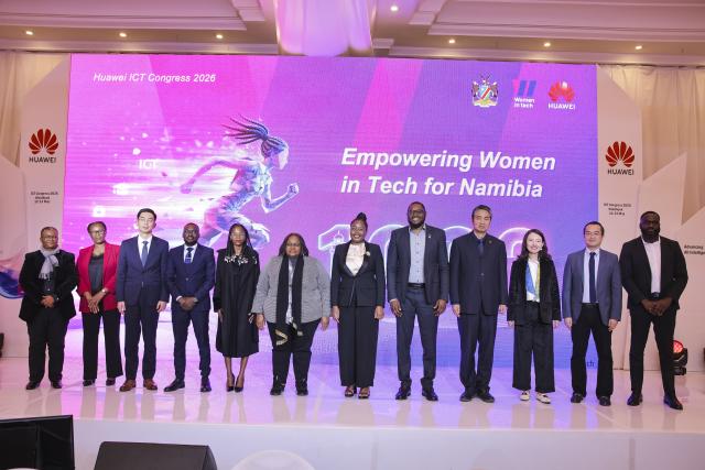 WINDHOEK, 13 May 2026- Minister of Information, Communication and Technology Emma Theofelus, together with Huawei executives and stakeholders. (Photo by Eba Kandovazu). NAMPA