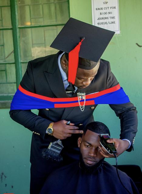 Windhoek, 17 May - Jason Kamuwa, a barber who graduated with an education degree. (Photo contributed). NAMPA