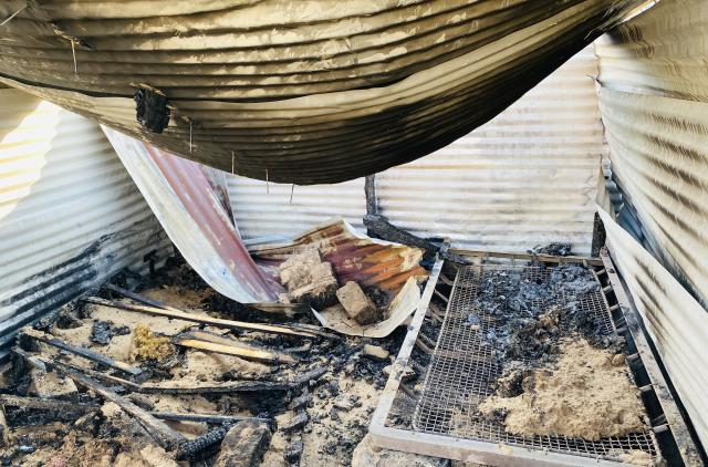 OKAKOKO, 17 May 2026- The shack that caught on fire and claimed the lives of two three-years-old girls at Okakoko village in Omuthiya constituency.

(Photo: Max Henrich) NAMPA 