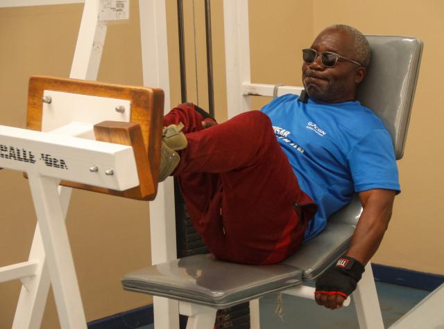 WALVIS BAY, 24 April 2026 - Tsire ‘Twalaboy’ Tsauseb former powerlifter for the Namibia Paralympic copmmitee now an advocate for disability sports pictured at the Walvis Bay Municipal gym while working out. (Photo by: Hesron Kapanga) NAMPA