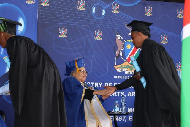 WINDHOEK, 20 MAY 2026 - Vice President Lucia Witbooi on Wednesday celebrated 696 learners with Special Educational Needs and Disabilities (SEND) who received their vocational certificates accredited by the Namibia Qualifications Authority in Windhoek. (Photo by: Uakutura Kambaekua) NAMPA.
