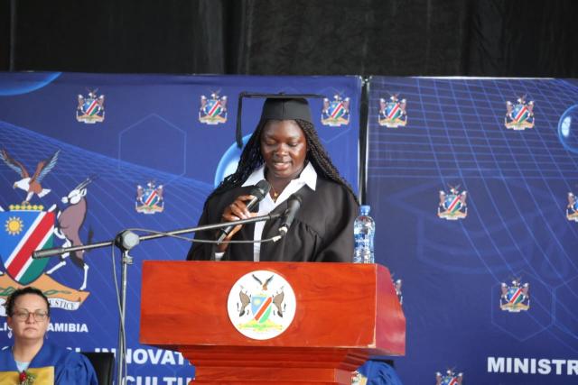 WINDHOEK, 20 MAY 2026 - Helena Angula graduated with a certificate in Food Preparation in Windhoek on Wednesday, overcoming significant challenges as a student with special needs. (Photo by: Uakutura Kambaekua) NAMPA.