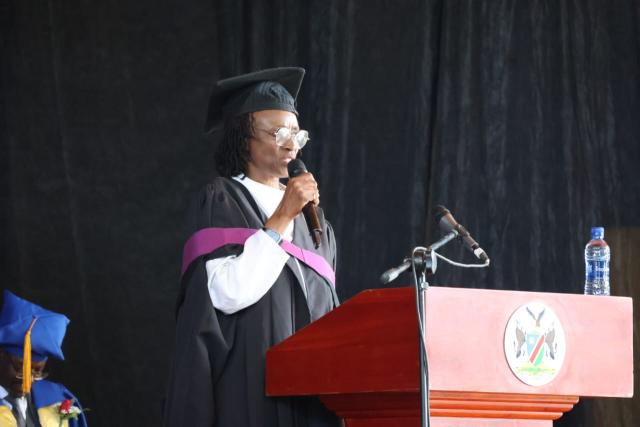 WINDHOEK, 20 MAY 2026 - Professor Haihambo Ya-Otto from the University of Namibia was a key attendee at the graduation ceremony for the Tentative Certificate in Basic Pre-Vocational Skills, held in Windhoek on Wednesday. (Photo by: Uakutura Kambaekua) NAMPA.