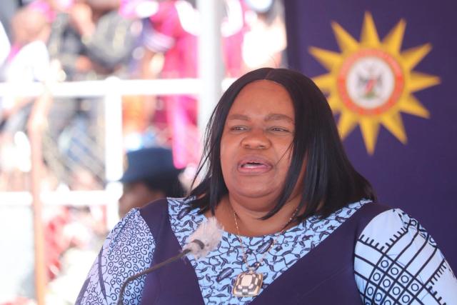 OSHAKATI, 22 May 2026- The minister of Home Affairs, Immigration, Safety and Security Lucia Iipumbu during the police basic training course 1 of the 2025|2026 financial year at Oshakati Independence stadium on Friday. (Photo: contributed) 