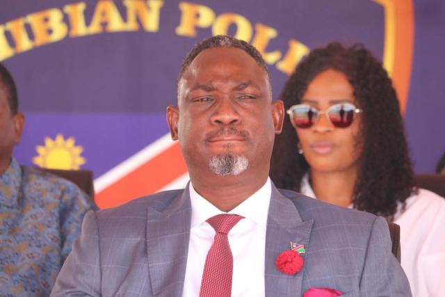 OSHAKATI, 22 May 2026- Oshana regional governor Hofni Iipinge during the graduation ceremony of the police basic training course 2025\2026 financial year at the Oshakati Independence stadium on Friday. (Photo: contributed) 