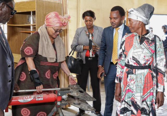 OSHAKATI, 27 May (NAMPA) - The Vice President Lucia Witbooi during her visit to the 1995 Omusati project at Nakayale Disability Centre in the Omusati region on Wednesday. (photo: Contributed) 