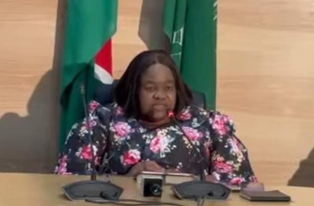 KATIMA MULILO, 29 May 2026 - Home Affairs, Immigration, Safety and Security Minister Lucia Ipumbu addressing regional ministerial staff here on Friday while on a two-days working visit to the Zambezi Region. 

(Photo: Contributed)