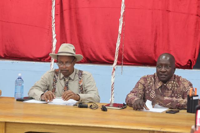 WINDHOEK, 02 JUN (NAMPA) – Kavehoerer Chris Murangi and Mbeuta Ua-Ndjarakana of the newly launched Genocide Reparations Advocacy Forum (GRAF). (Photo by: Uakutura Kambaekua) NAMPA.