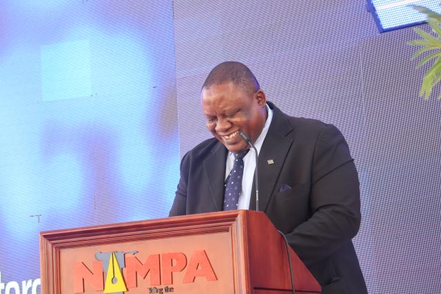 WINDHOEK, 04 June 2026 - Namibia Press Agency acting CEO, Jata Kazondu, speaking at the launch of effective communicators conference in Windhoek on Thursday. 

(Photo by: Chelva Wells) NAMPA 