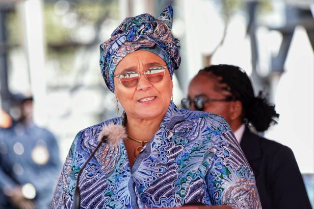 GOBABIS, 05 June 2026 - Vice President Lucia Witbooi delivered a keynote speech at the graduation ceremony of 670 cadet constables held at Gobabis's Legare Sport Complex (Photo: Contributed) NAMPA 