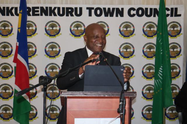 NKURENKURU, 07 June 2026 - Prime Minister Elijah Ngurare speaking at the 7th Nkurenkuru Expo gala dinner on Saturday.

(Photo: Lylie Joel)
NAMPA