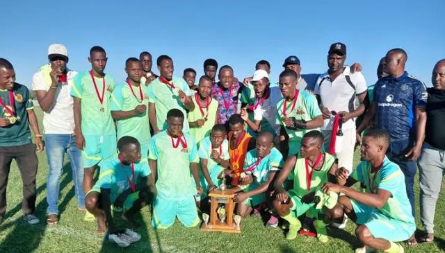 OPUWO, 08 June 2026- Kunene NAMPOL FC players and management after winning the Kunene Regional Football League Second Division title. (Photo: Contributed) NAMPA 