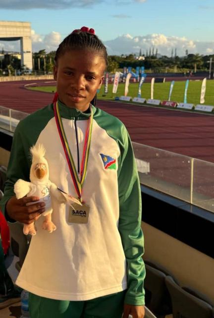 MAURITIUS, 07 June 2026 - Kazaatjo Kambiri display her silver medal from Southern Africa Confederation Athletic championships (Photo: Contributed) NAMPA 