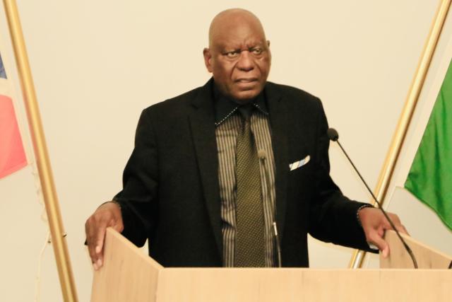 KATIMA MULILO, 09 June 2026 – Namibia’s First Gentleman Retired Lieutenant General Epaphras Denga Ndaitwah pictured during the engagement with the boy child at Katima Mulilo's UNAM Campus on Tuesday.

(Photo: Contributed) 